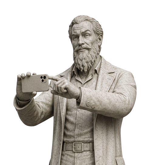 O Sábio Irreverente buscando no celular, como o cliente que procura pela sua empresa